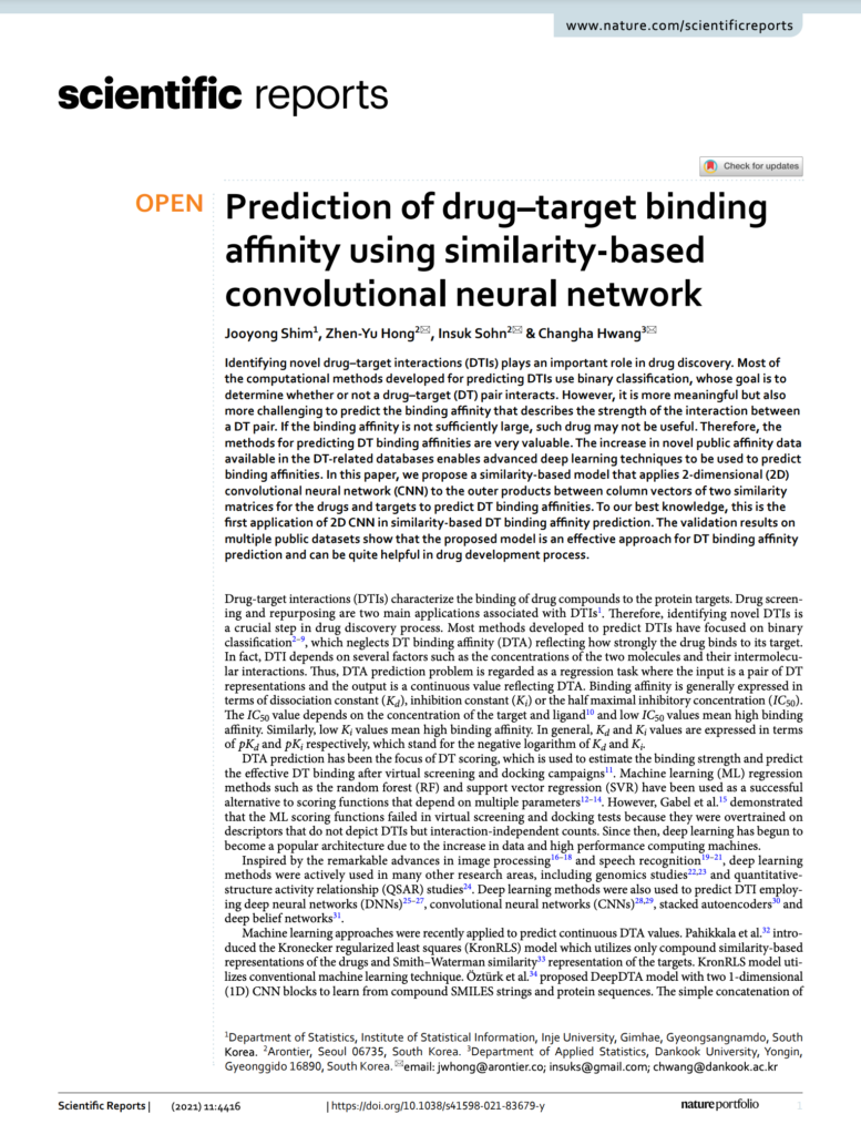 Prediction of drug–target binding affinity using similarity-based convolutional neural network