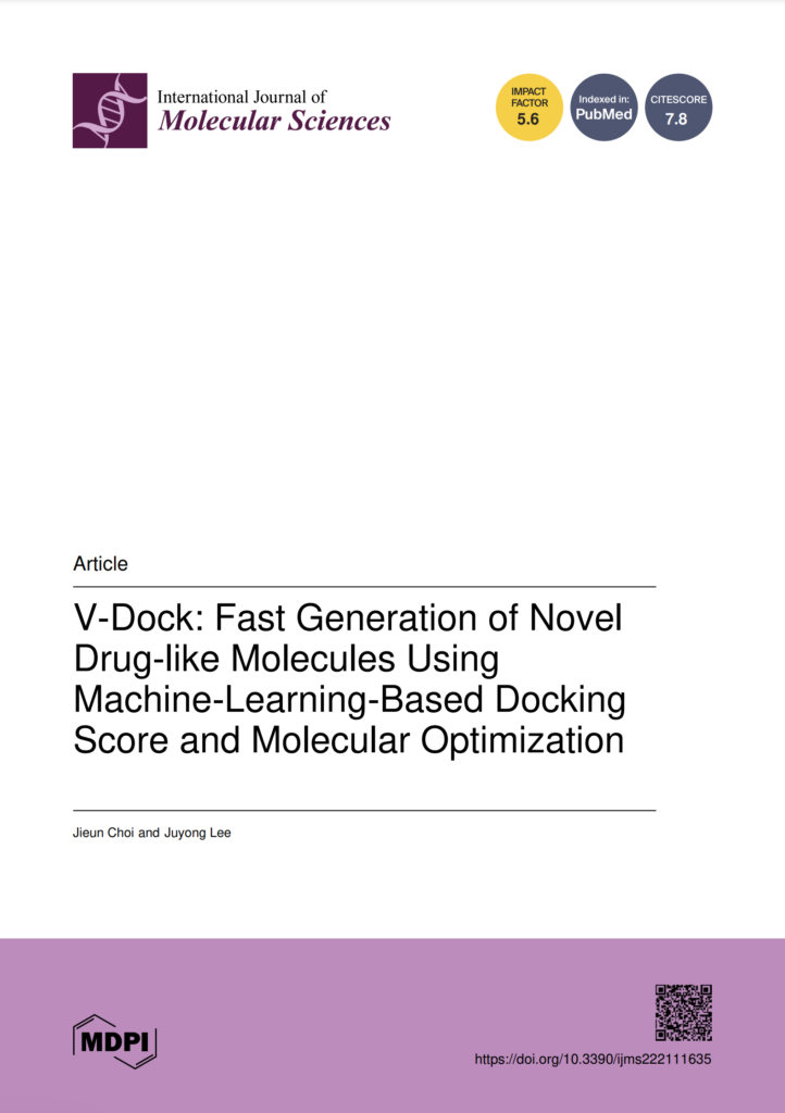 V-Dock: Fast Generation of Novel Drug-like Molecules Using Machine-Learning-Based Docking Score and Molecular Optimization