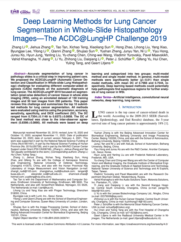 Deep Learning Methods for Lung Cancer Segmentation in Whole-Slide Histopathology Images—The ACDC@LungHP Challenge 2019